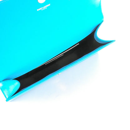 Saint Laurent Grain De Poudre Classic Monogram Clutch Turquoise 5 of 6