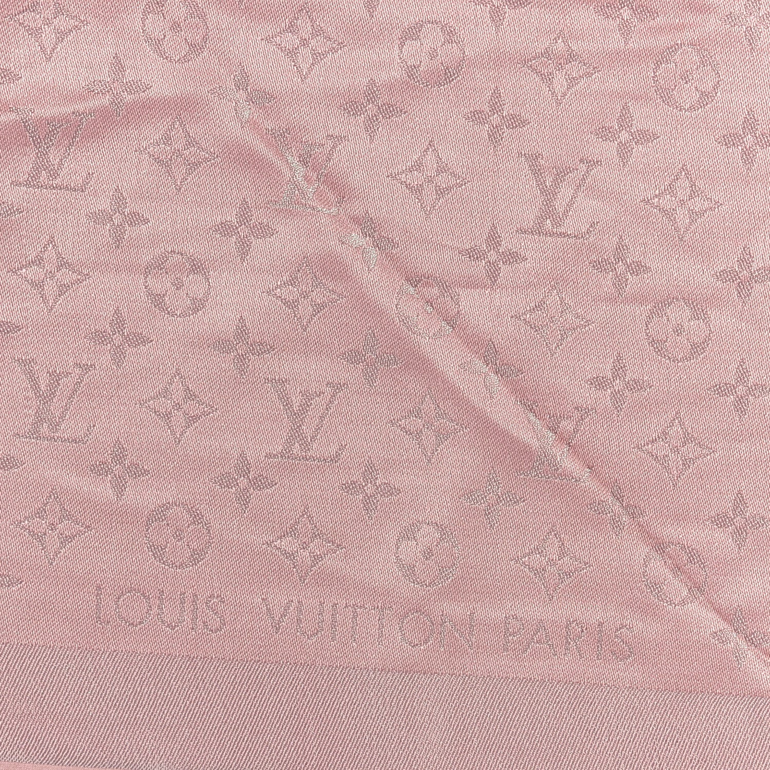 Louis Vuitton Silk Lurex Wool Monogram Shine Shawl Rose Velours 2 of 3