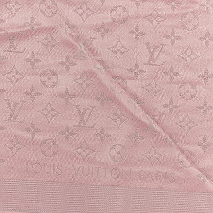 Louis Vuitton Silk Lurex Wool Monogram Shine Shawl Rose Velours 2 of 3