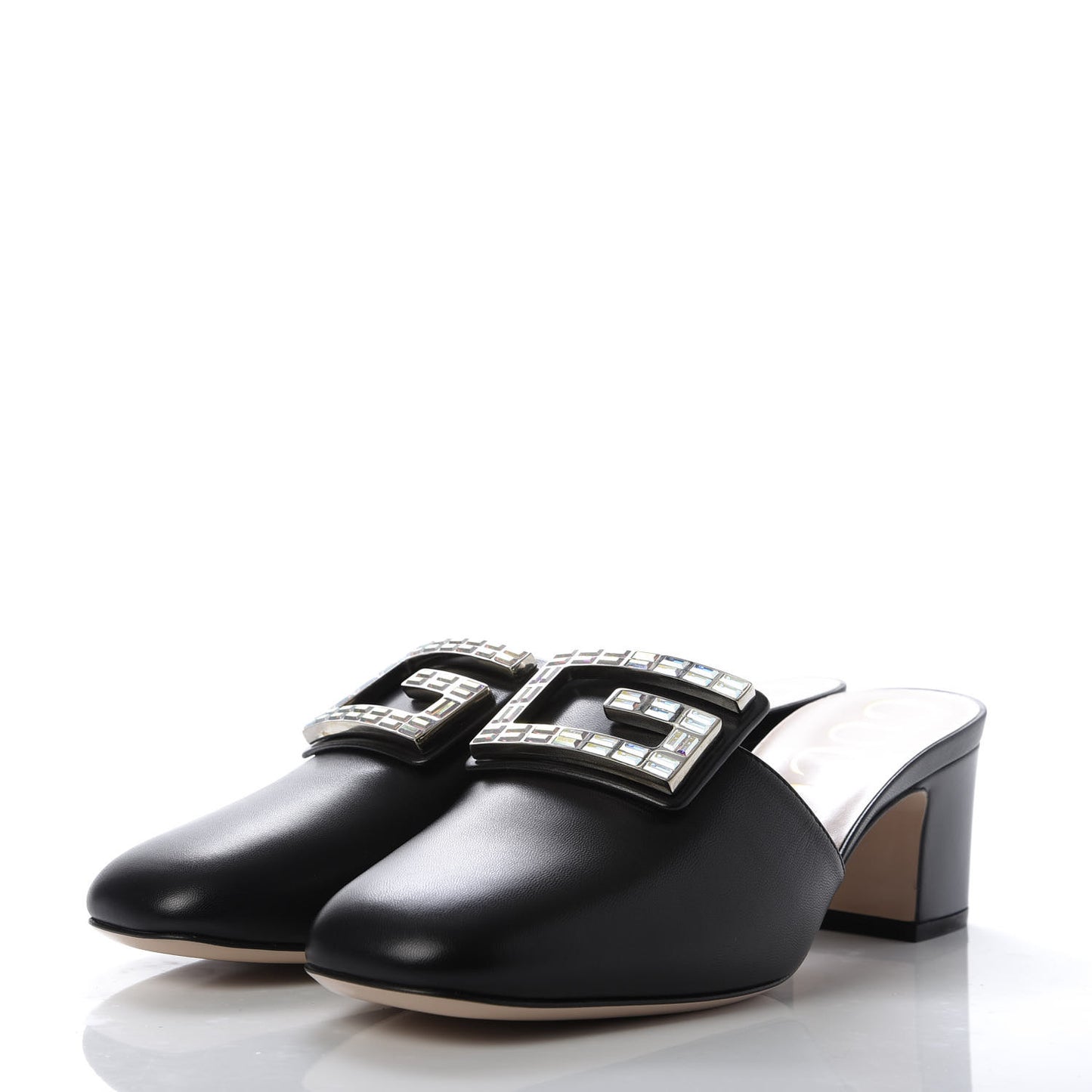 Malaga Kid Crystal Square G Madelyn Mules 38.5 Black