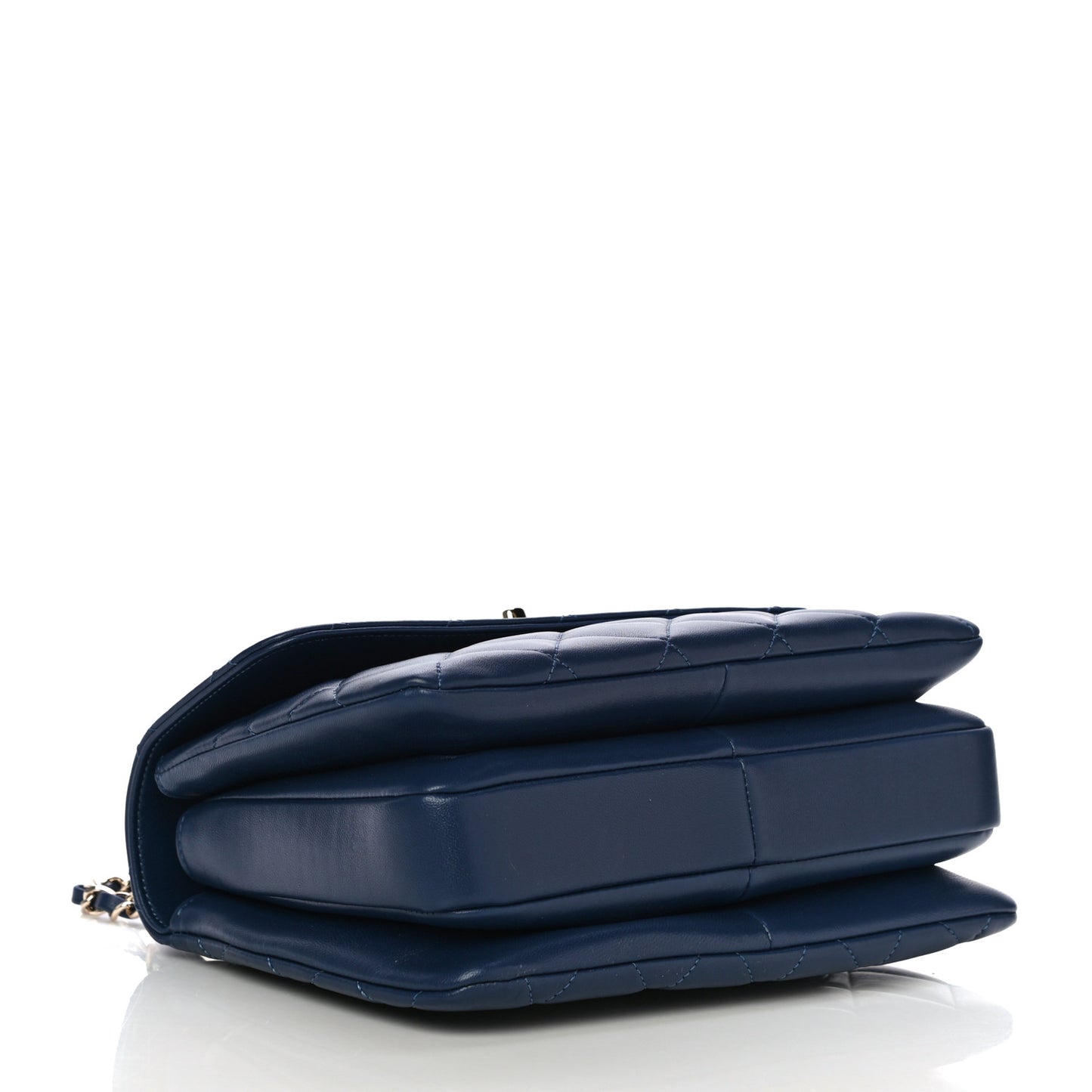 Lambskin Quilted Small Trendy CC Flap Dual Handle Bag Navy