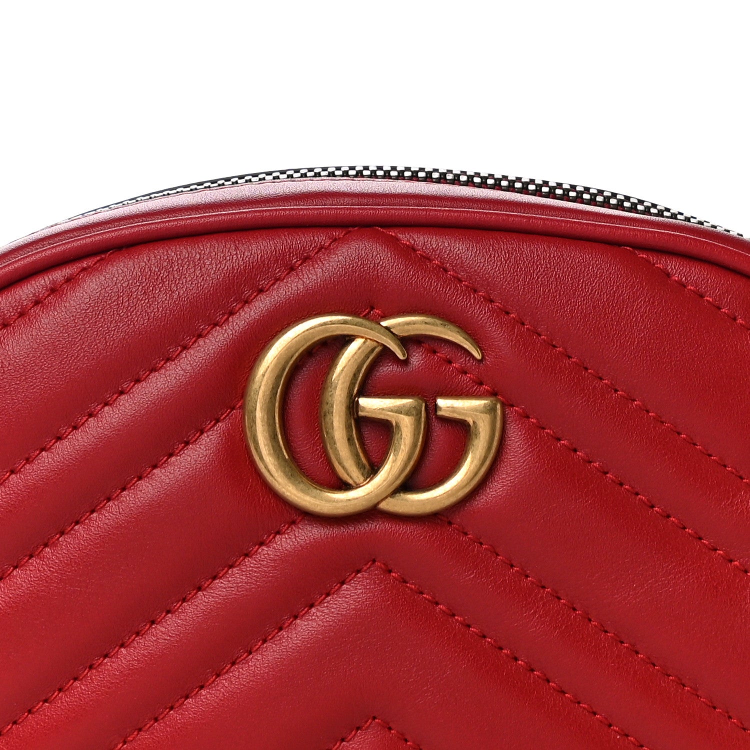 Gucci Calfskin Matelasse GG Marmont Belt Bag 75 30 Hibiscus Red 5 of 14