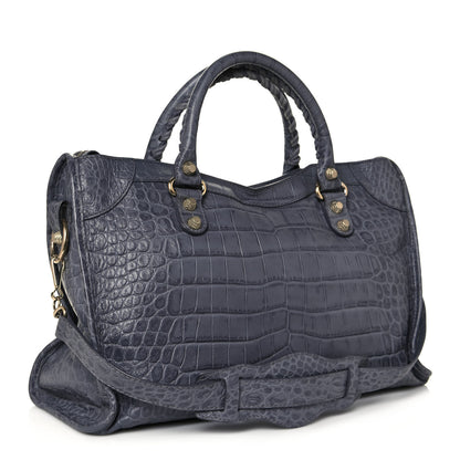 Balenciaga Calfskin Crocodile Embossed Giant 12 Gold Hardware City Gris Beton 3 of 13