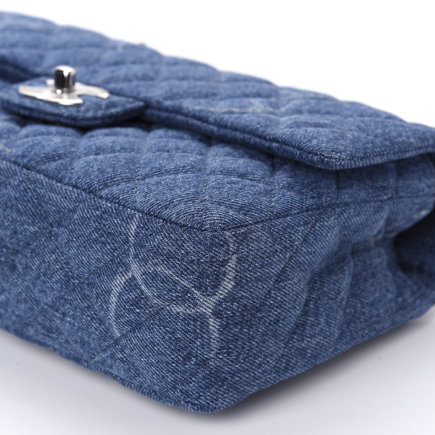 Denim Quilted CC Print Medium Single Flap Blue