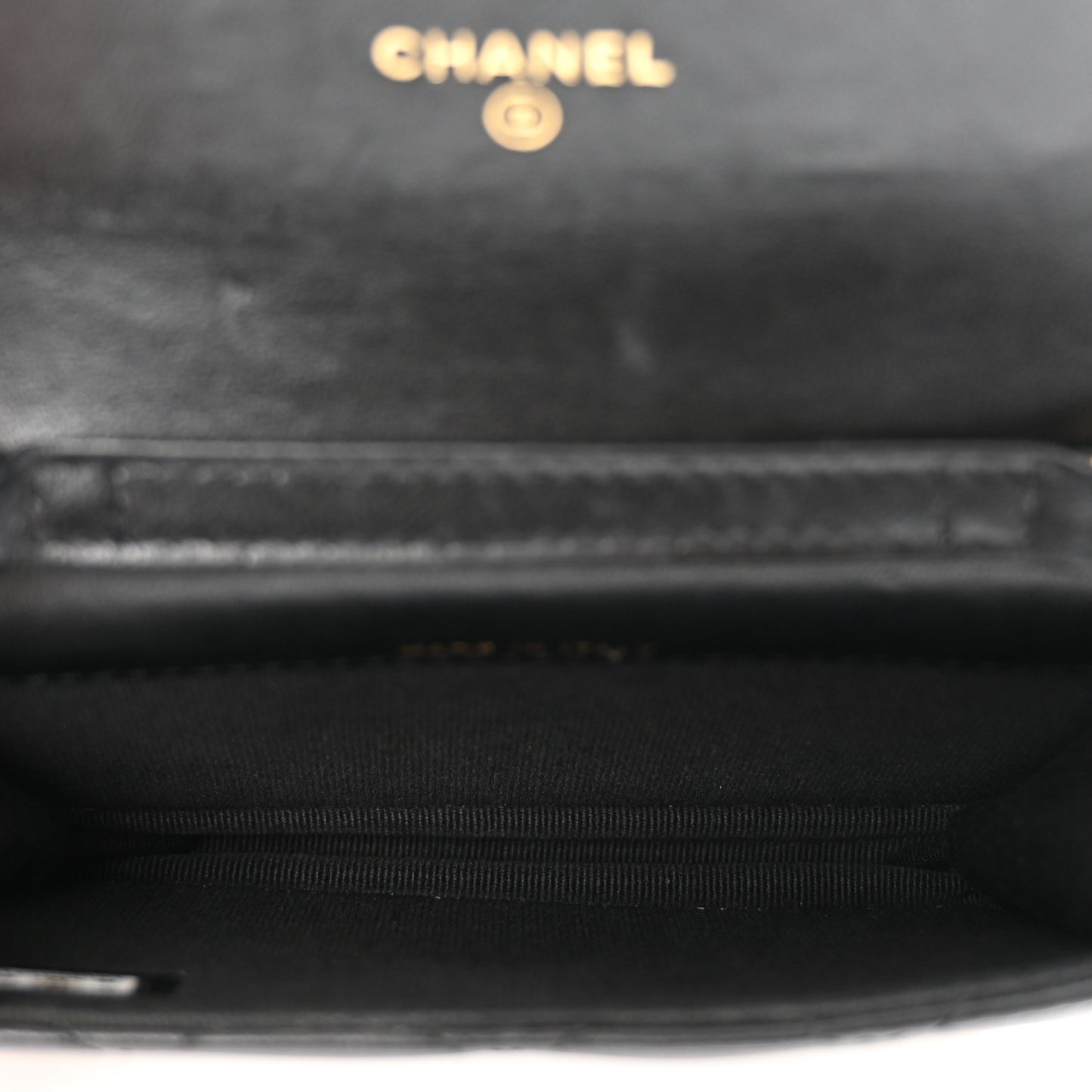 Lambskin Quilted CC Enamel Mini Belt Bag Black