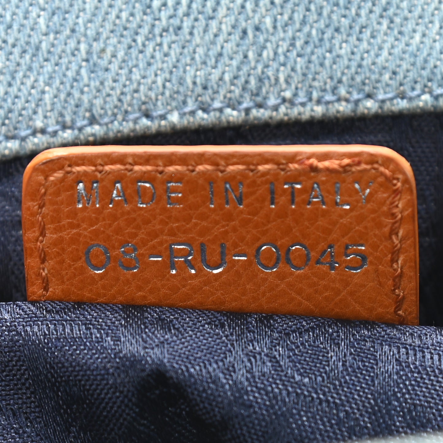 Denim Embroidered Satchel Blue