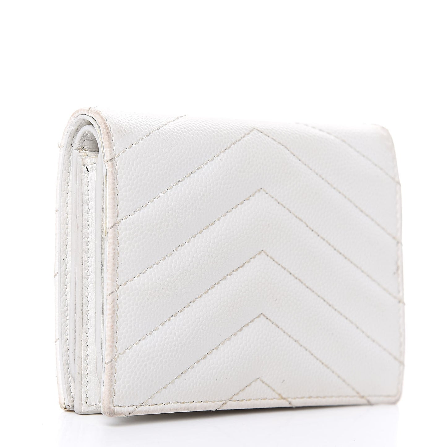 Grain De Poudre Matelasse Chevron Monogram Card Case White