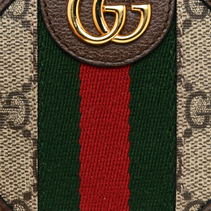 Gucci GG Supreme Monogram Web Ophidia Round Coin Purse Beige New Acero 7 of 10
