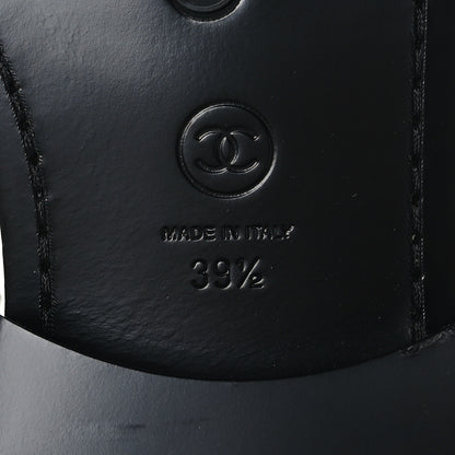 Chanel Calfskin Lace Up Logo Mid Calf Combat Boots 39.5 White Black 6 of 6