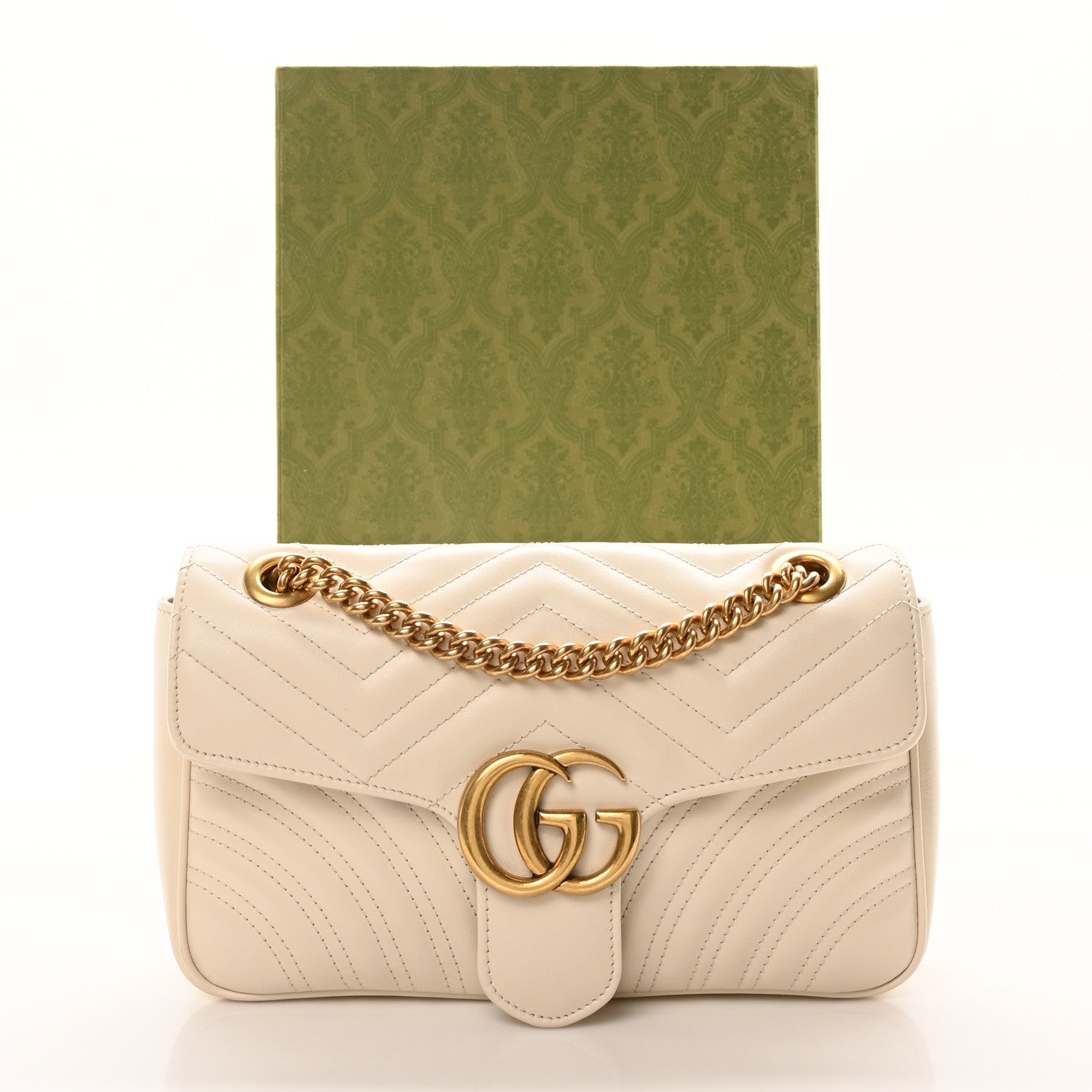 Gucci Calfskin Matelasse Small GG Marmont Shoulder Bag White 11 of 11