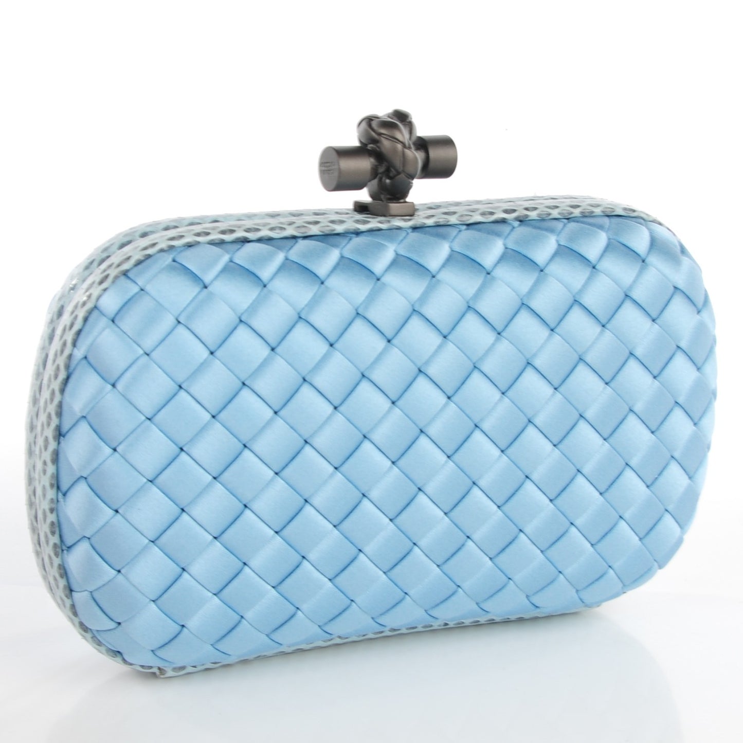 Satin Intreccio Impero Ayers Knot Clutch Ciel