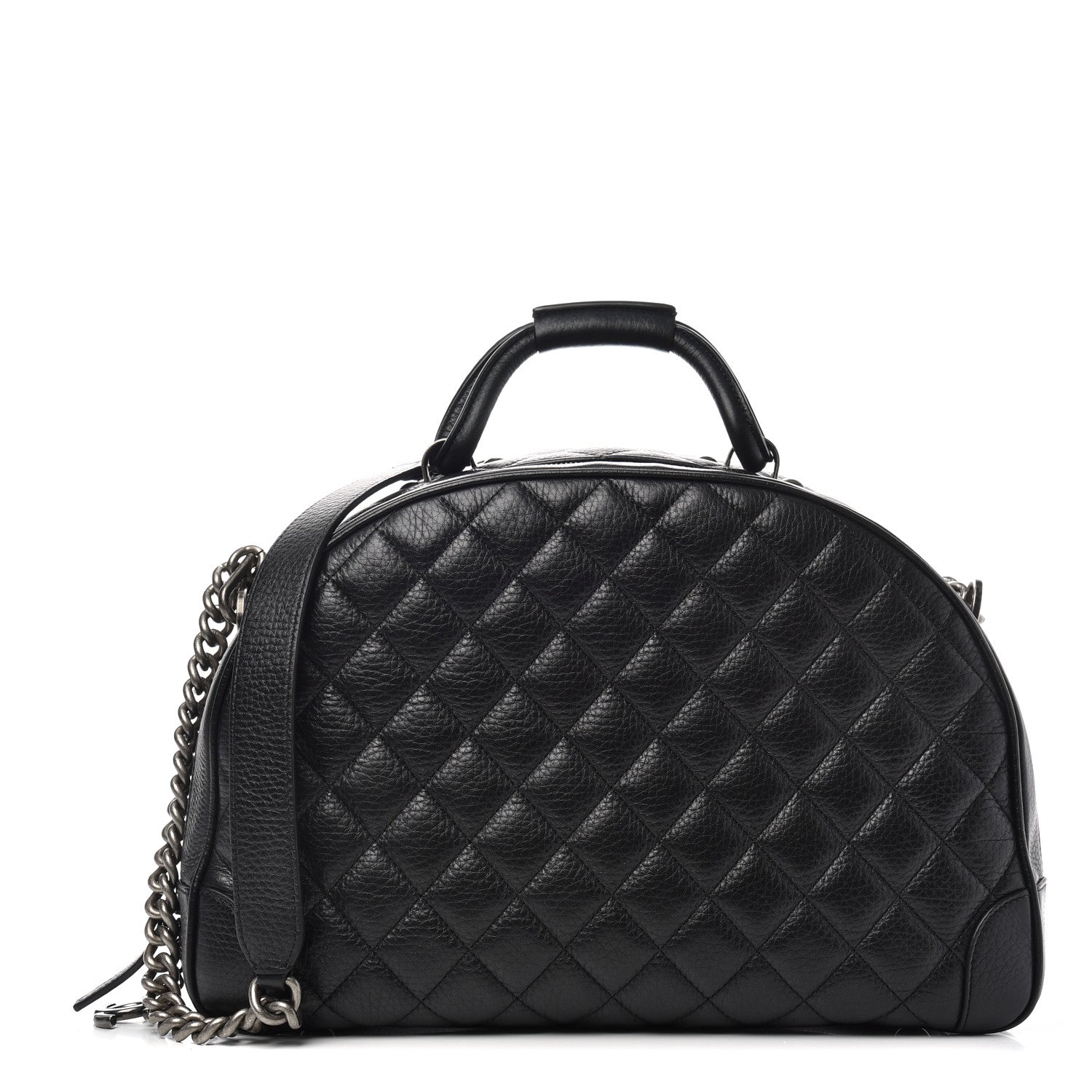 Chanel Calfskin Quilted Medium Airlines Round Trip Bowling Bag Black 1 of 8