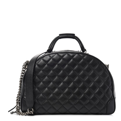 Chanel Calfskin Quilted Medium Airlines Round Trip Bowling Bag Black 1 of 8
