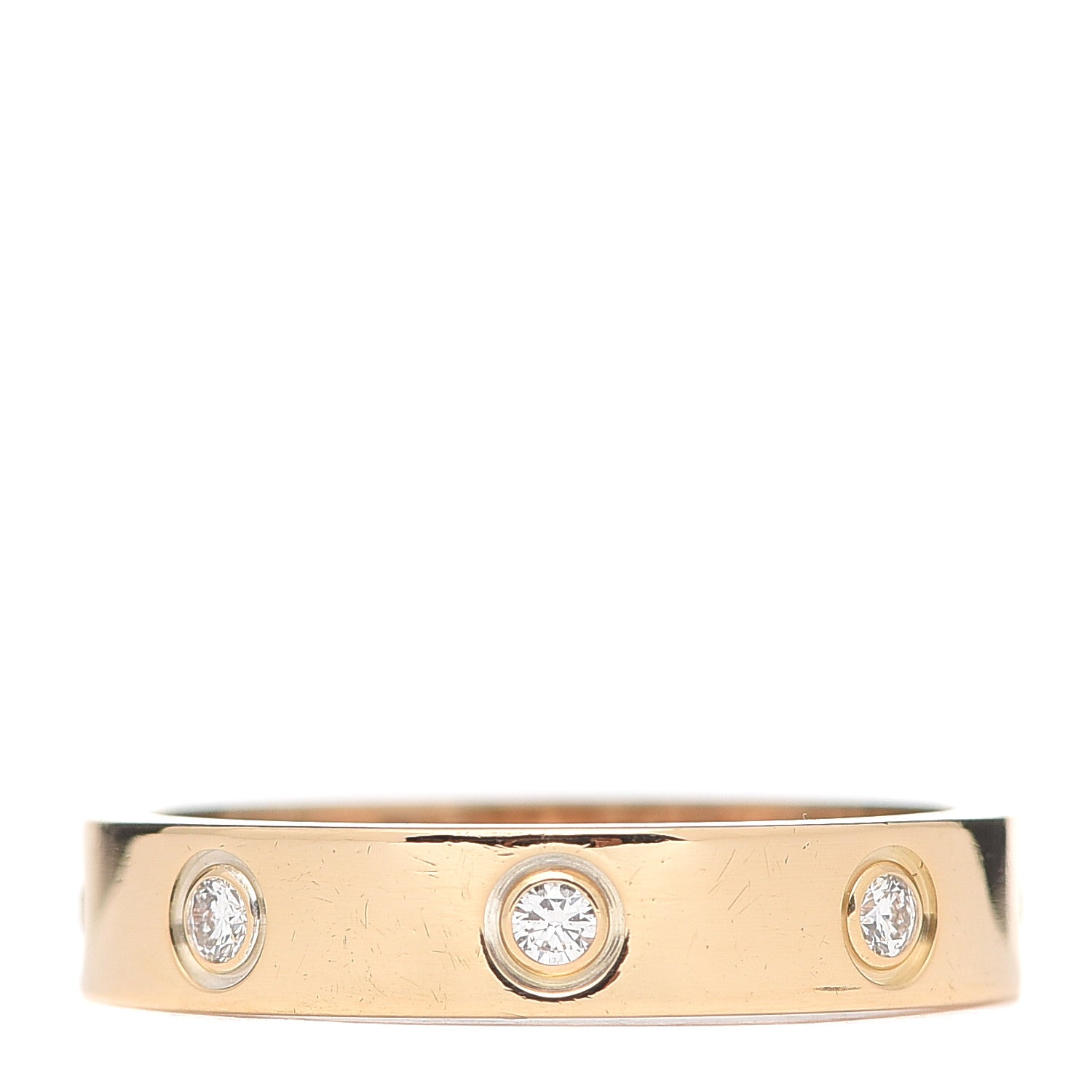 Cartier 18K Yellow Gold 8 Diamond 4mm LOVE Wedding Band Ring 54 6.75 3 of 4