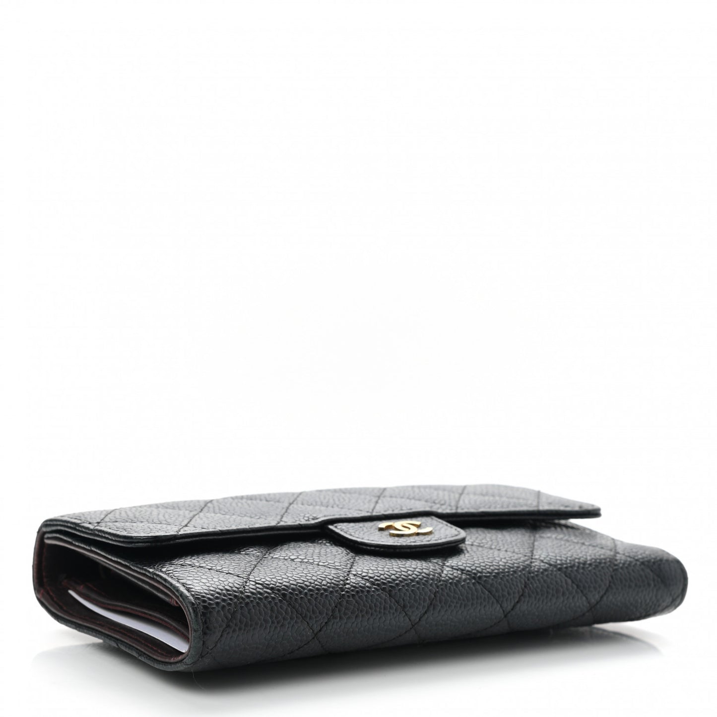 Caviar Quilted Large Flap Wallet Black