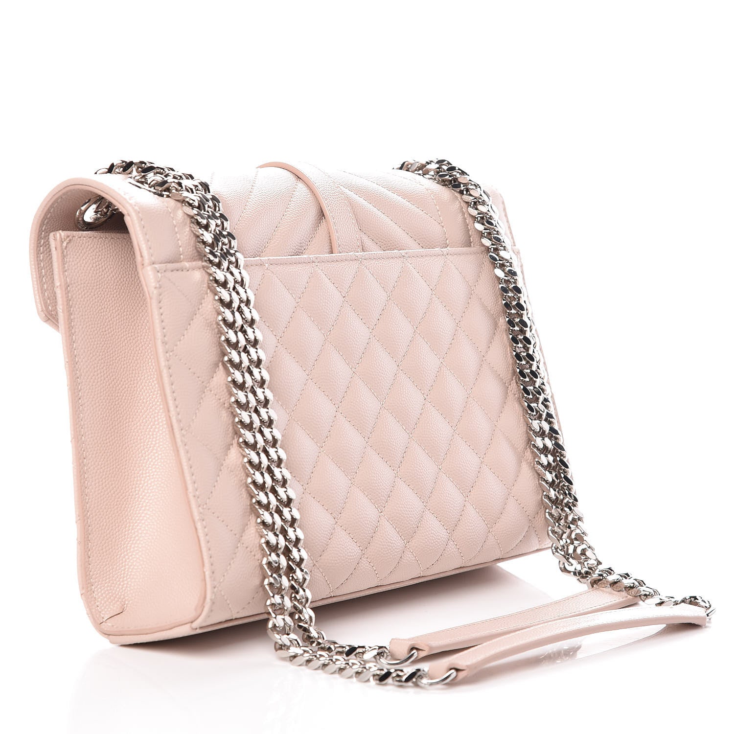 Saint Laurent Grain De Poudre Textured Mixed Matelasse Medium Triquilt Monogram Satchel Marble Pink 3 of 8