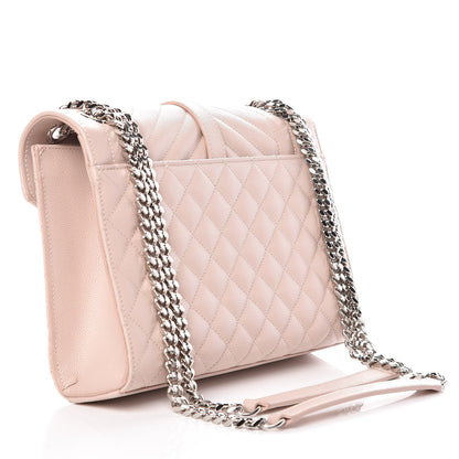 Saint Laurent Grain De Poudre Textured Mixed Matelasse Medium Triquilt Monogram Satchel Marble Pink 3 of 8