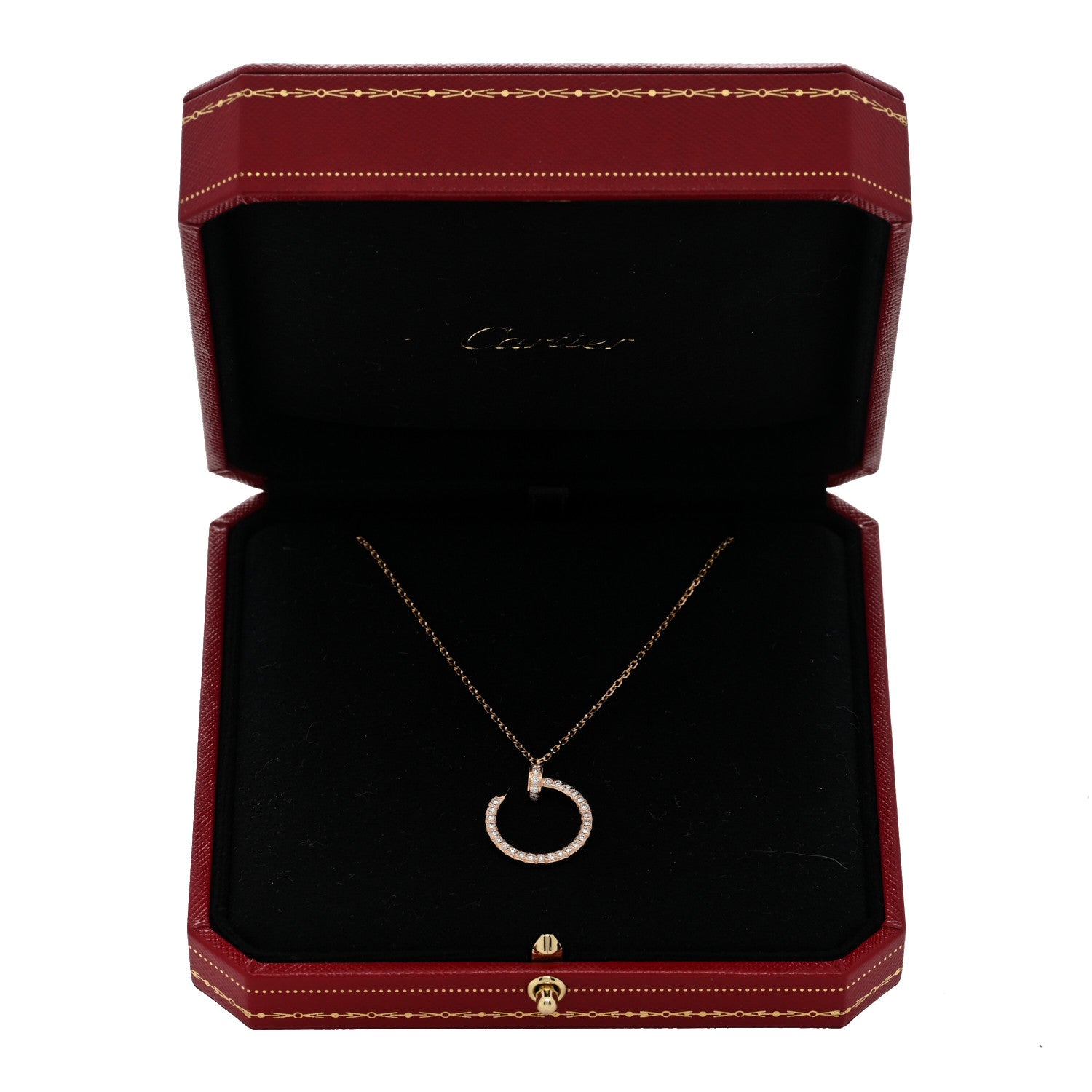 Cartier 18K Pink Gold Diamond Juste Un Clou Paved Pendant Necklace 4 of 4