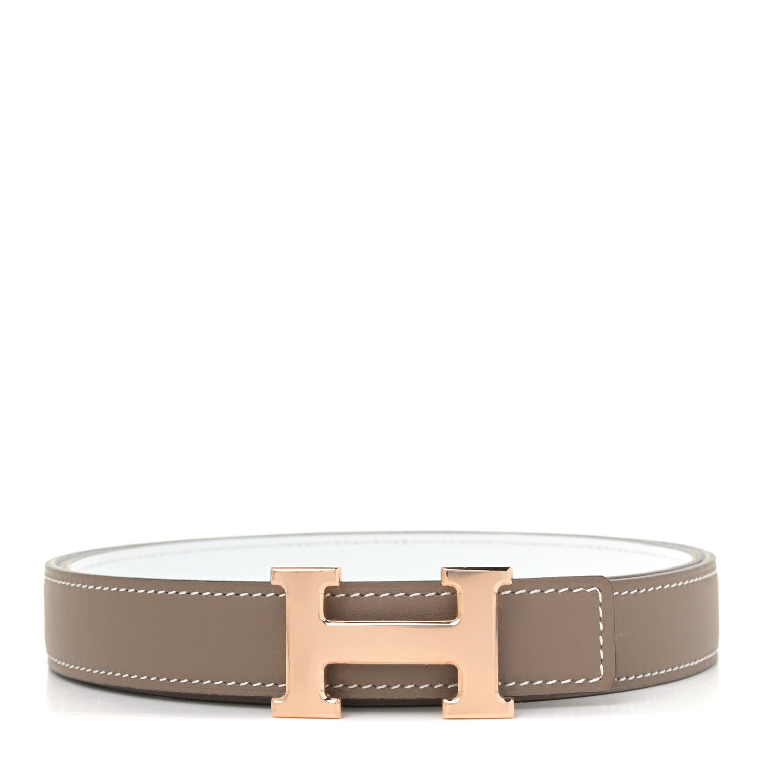 Hermes Epsom Swift 24mm H Belt 90 White Etoupe 1 of 6