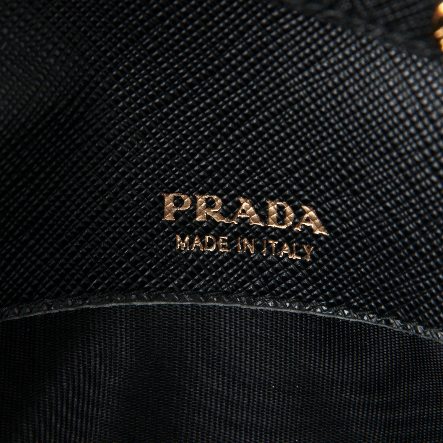 Prada Saffiano Metal Oro Chain Wallet Nero Black 5 of 7