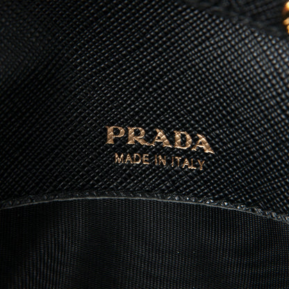 Prada Saffiano Metal Oro Chain Wallet Nero Black 5 of 7