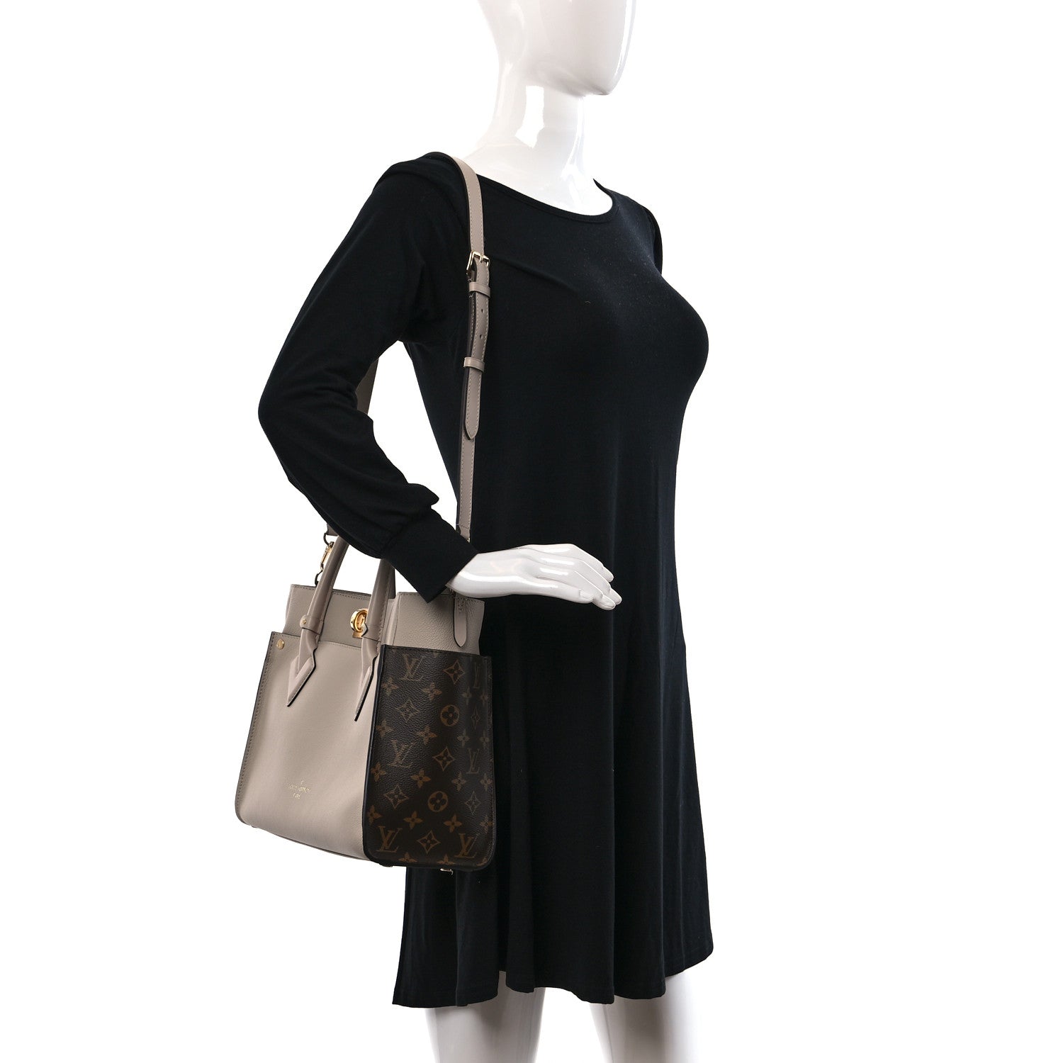 Louis Vuitton Calfskin Monogram On My Side Greige 2 of 9