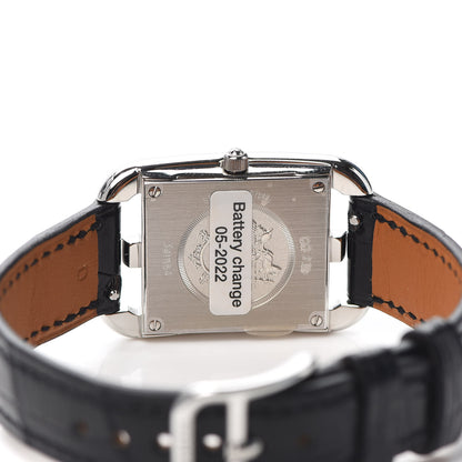 Hermes Stainless Steel Alligator Diamond Bezel Mother of Pearl 23mm Cape Cod Quartz Watch Noir 4 of 5
