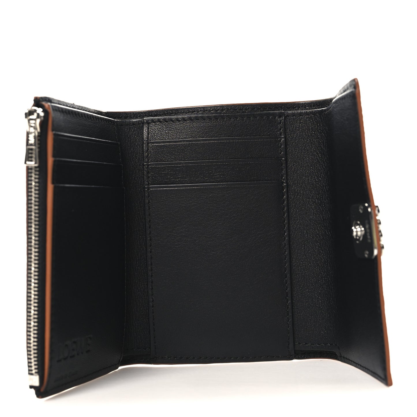 Pebble Grain Calfskin Anagram Small Vertical Wallet Black