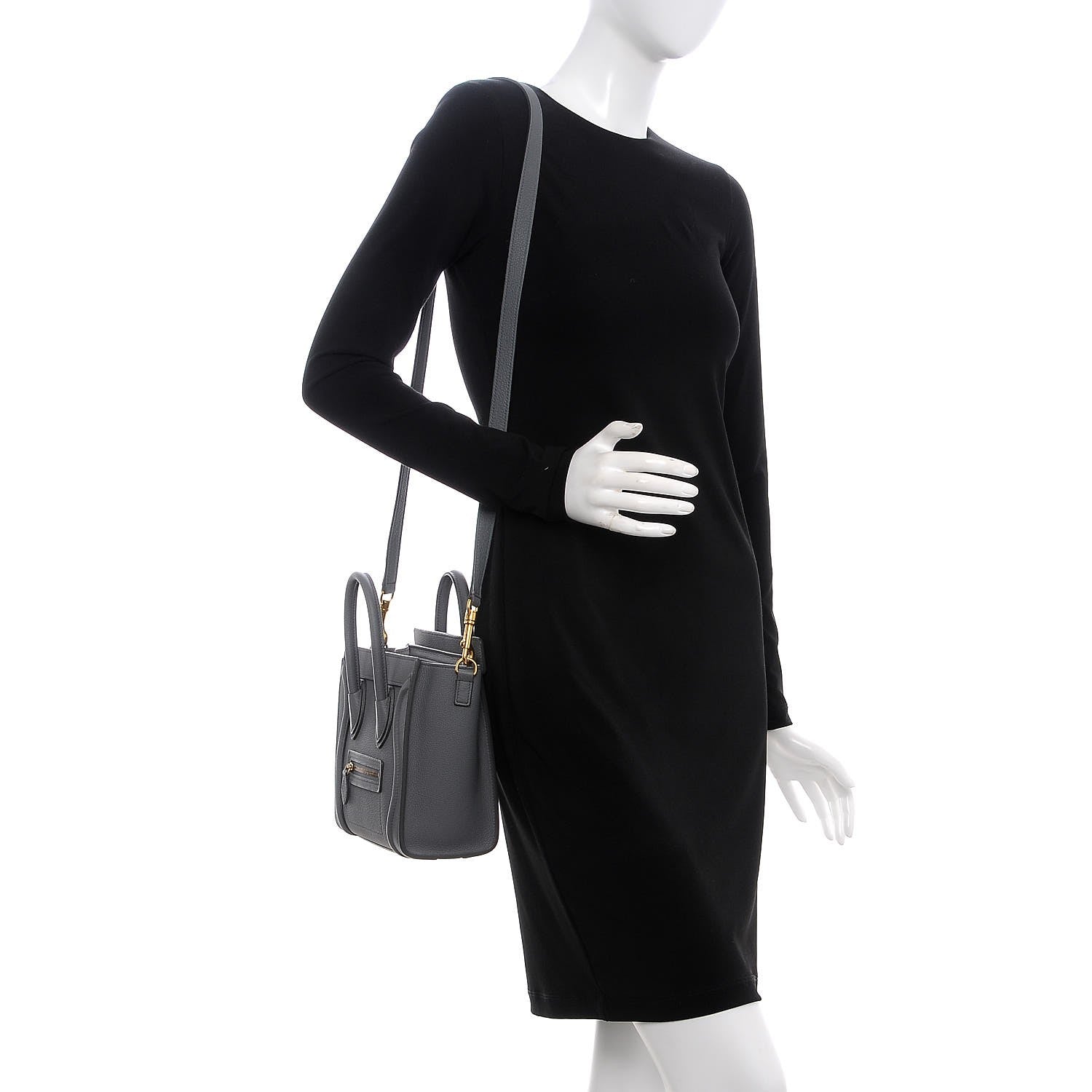Celine Drummed Calfskin Nano Luggage Kohl 2 of 7
