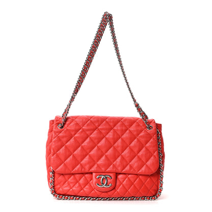 Chanel Washed Lambskin Quilted Maxi Chain Around Flap Red 1 of 10