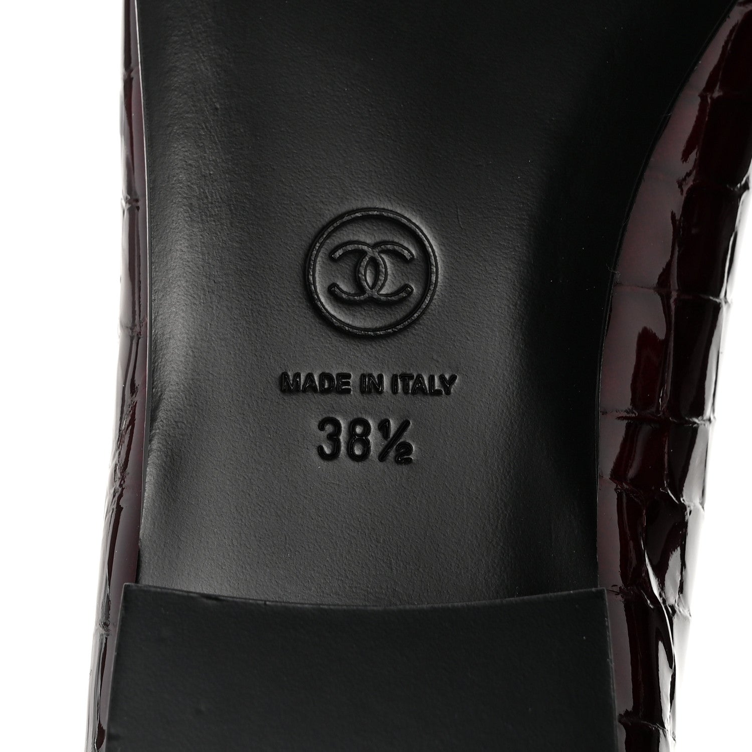 Chanel Patent Calfskin Crocodile Embossed Ballerina Flats 37 Dark Burgundy Black 7 of 11
