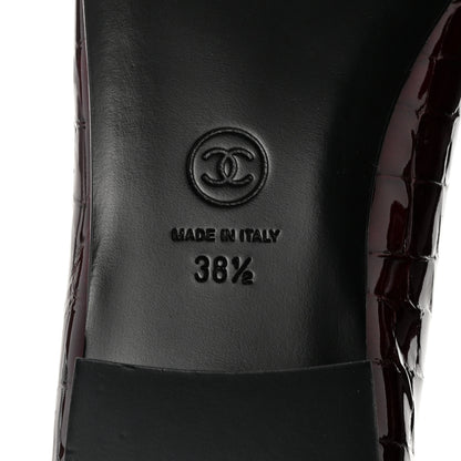 Chanel Patent Calfskin Crocodile Embossed Ballerina Flats 37 Dark Burgundy Black 7 of 11