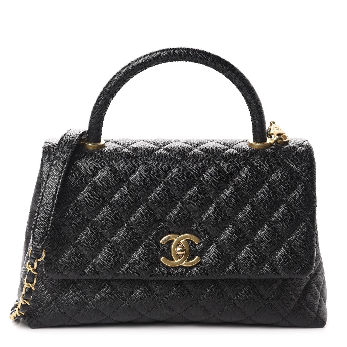 Caviar Quilted Small Coco Handle Flap Black