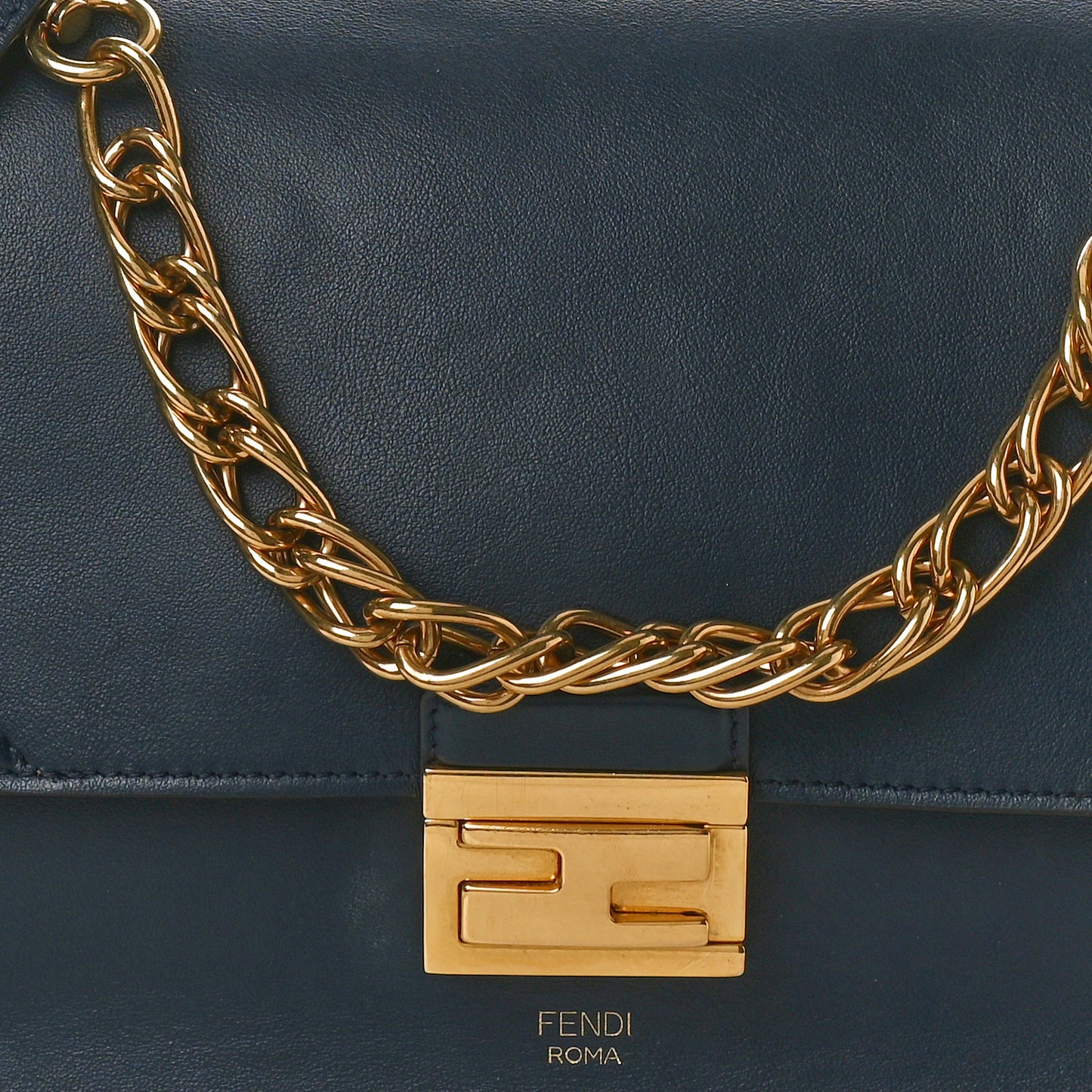 Vitello Grace Matte F is Fendi Kan U Shoulder Bag Navy Blue