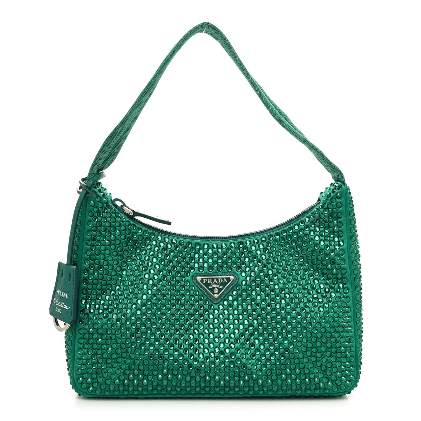 Satin Crystal Mini Re-Edition 2000 Bag Mango