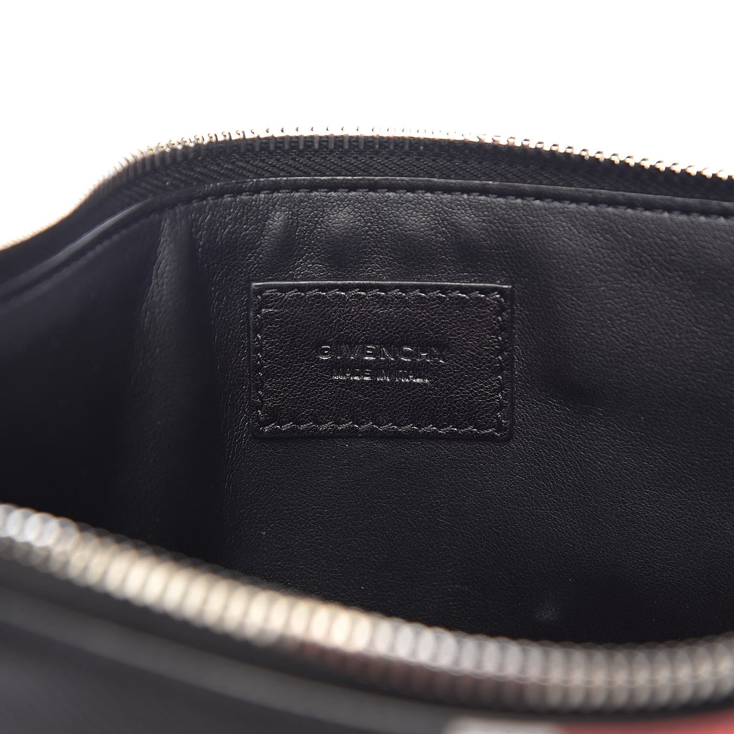 Givenchy Calfskin Striped Large Zip Pouch Black 6 of 9