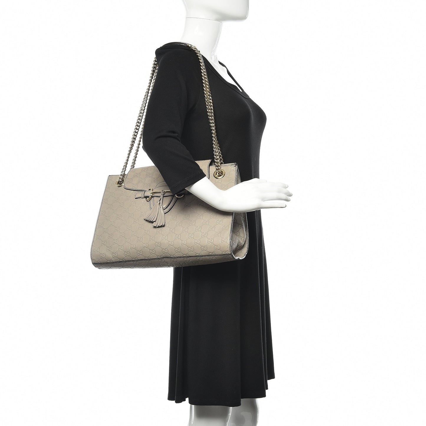 Soft Guccissima Large Emily Chain Shoulder Bag Storm Grey