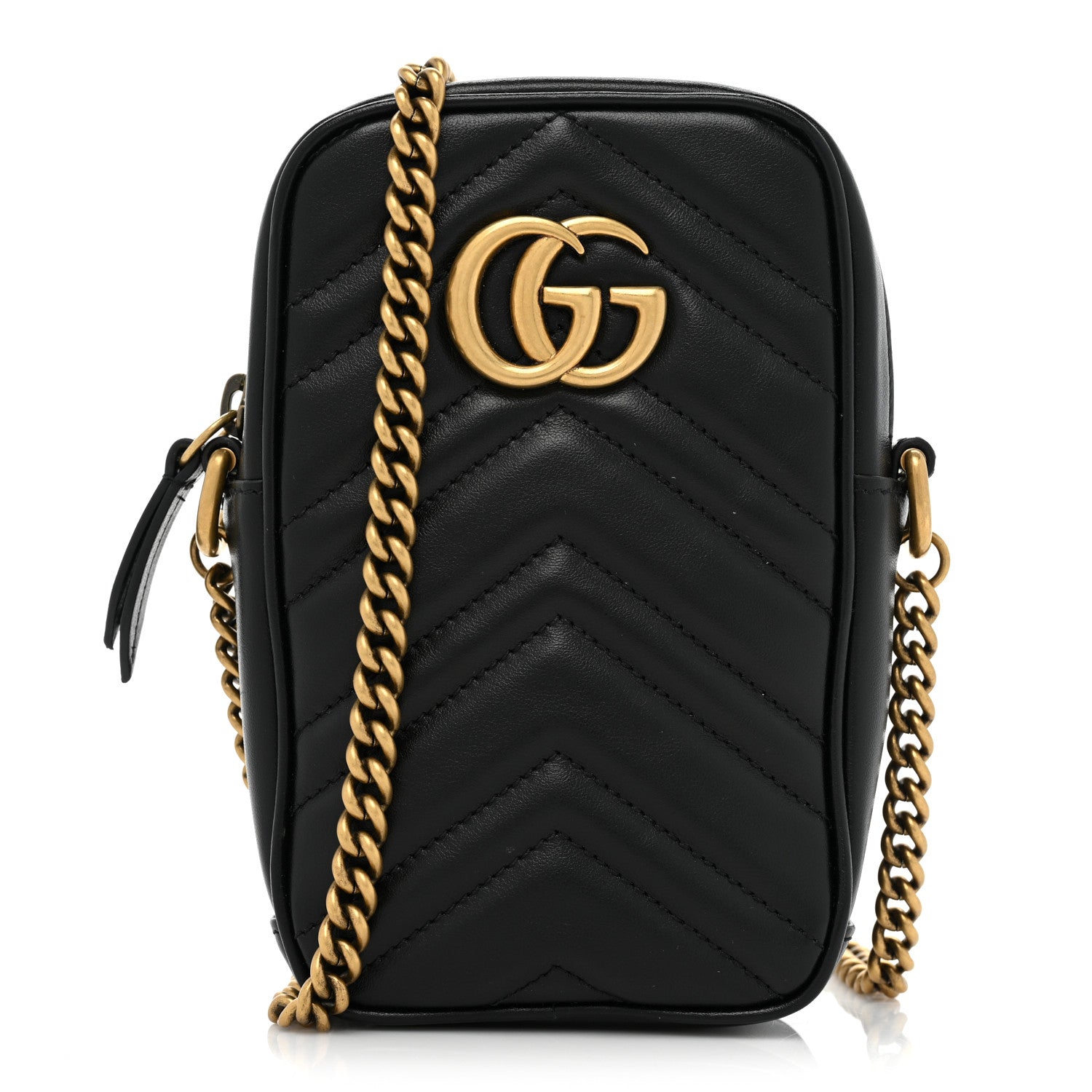 Gucci Calfskin Matelasse Mini GG Marmont Crossbody Bag Black 1 of 10