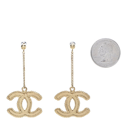 Chanel CC Drop Earrings Matte Gold 2 of 5
