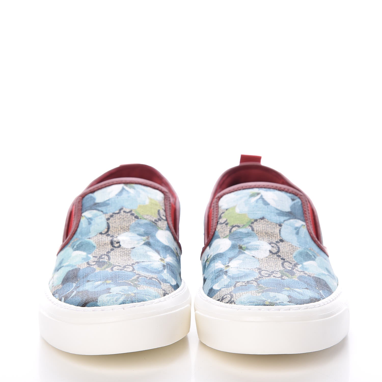 Gucci GG Supreme Monogram Blooms Womens Slip On Sneakers 36 Beige Blue Navy Red 2 of 9