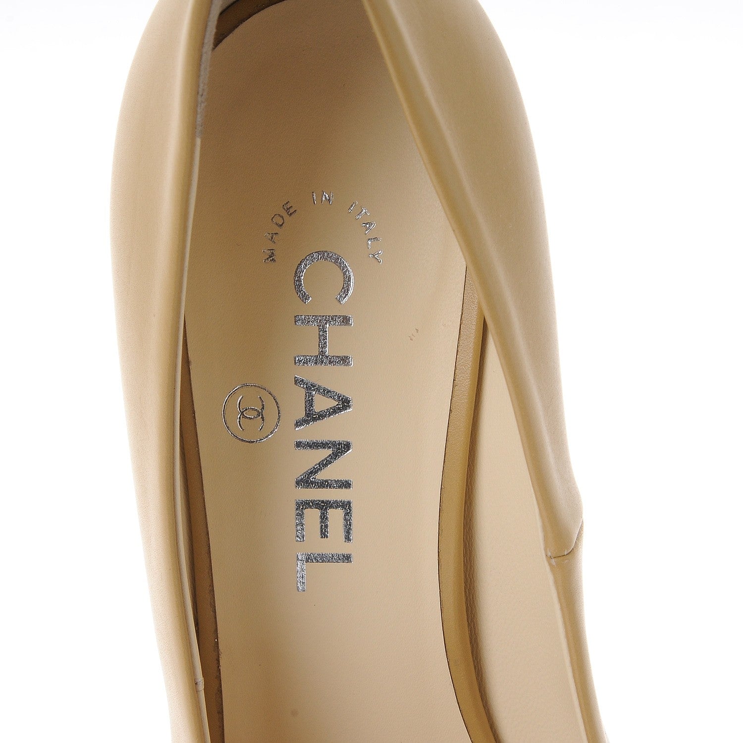 Chanel Calfskin Peep Toe CC Pumps 39.5 Beige 8 of 10