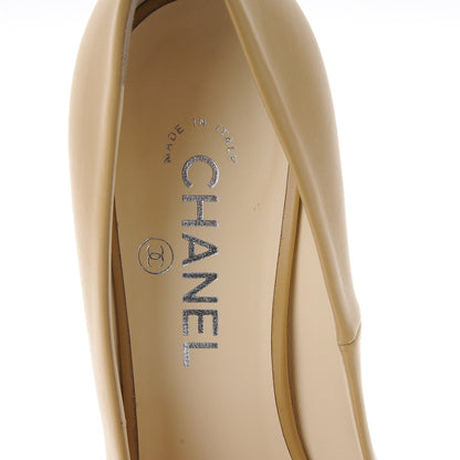 Chanel Calfskin Peep Toe CC Pumps 39.5 Beige 8 of 10
