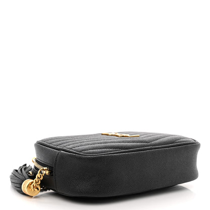 Saint Laurent Grain De Poudre Matelasse Monogram Mini Lou Camera Bag Black 4 of 14
