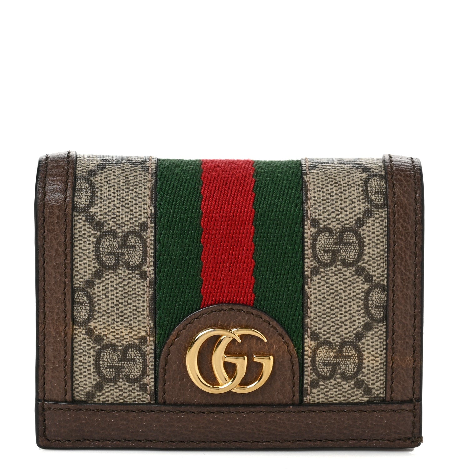 Gucci GG Supreme Monogram Web Ophidia Card Case Beige New Acero 1 of 6
