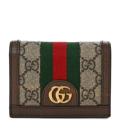 Gucci GG Supreme Monogram Web Ophidia Card Case Beige New Acero 1 of 6