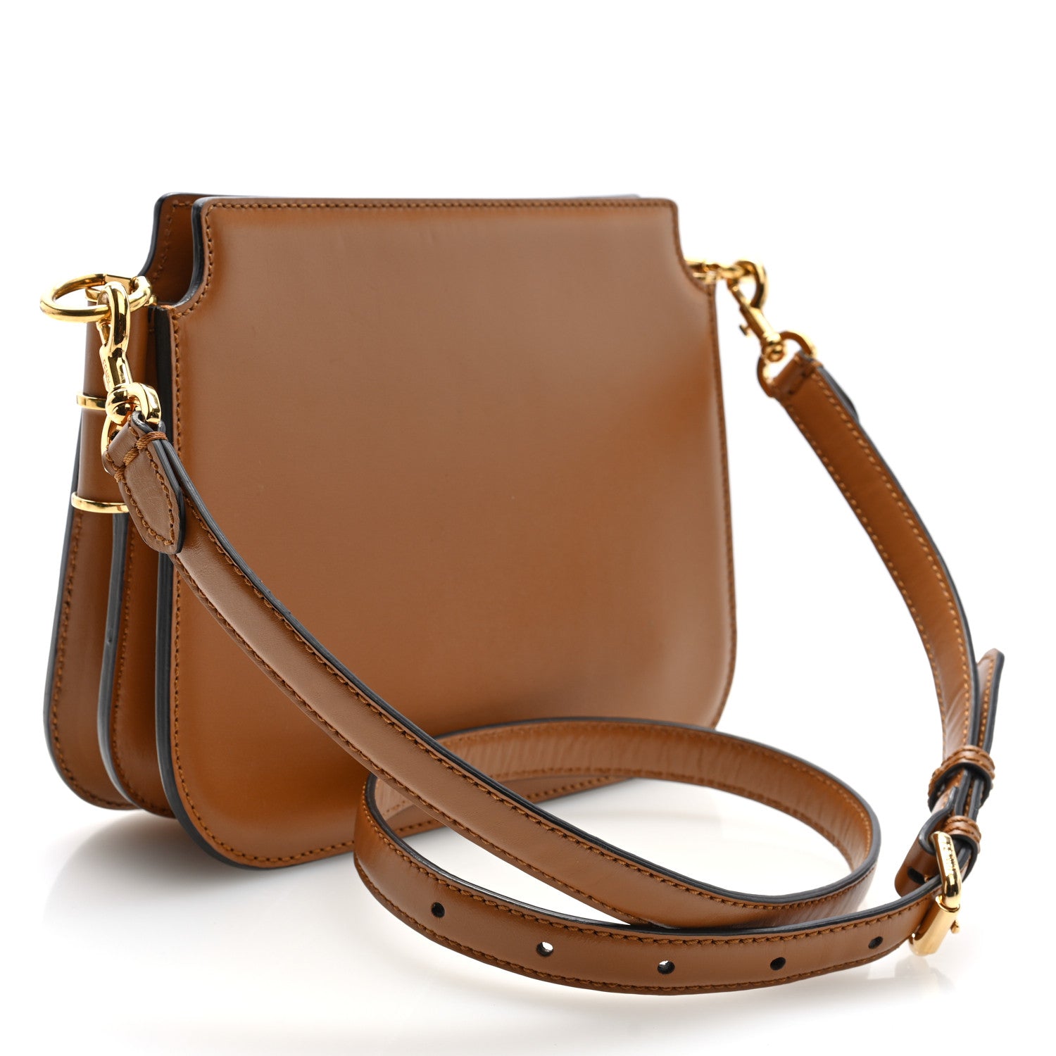 Fendi Vitello King Luxor Fendi Touch Shoulder Bag Caramello