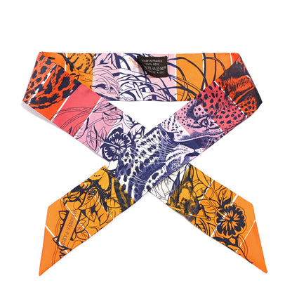 Hermes Silk Jungle Love Rainbow Twilly Orange Encre Vieux Rose 1 of 4