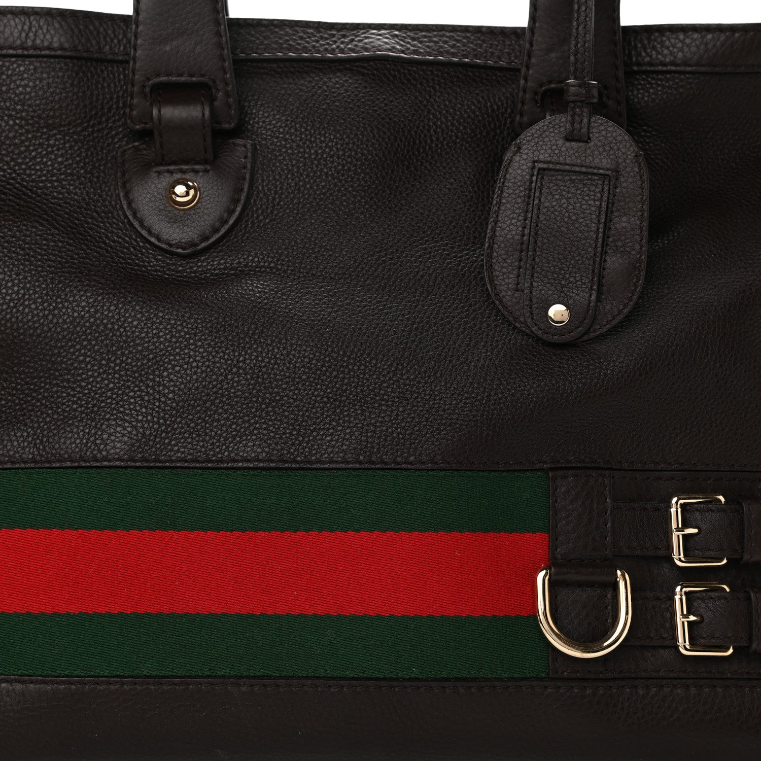 Gucci Calfskin Large Web Heritage Tote Dark Brown 10 of 10