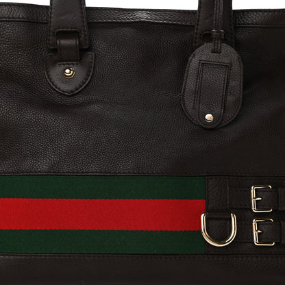 Gucci Calfskin Large Web Heritage Tote Dark Brown 10 of 10