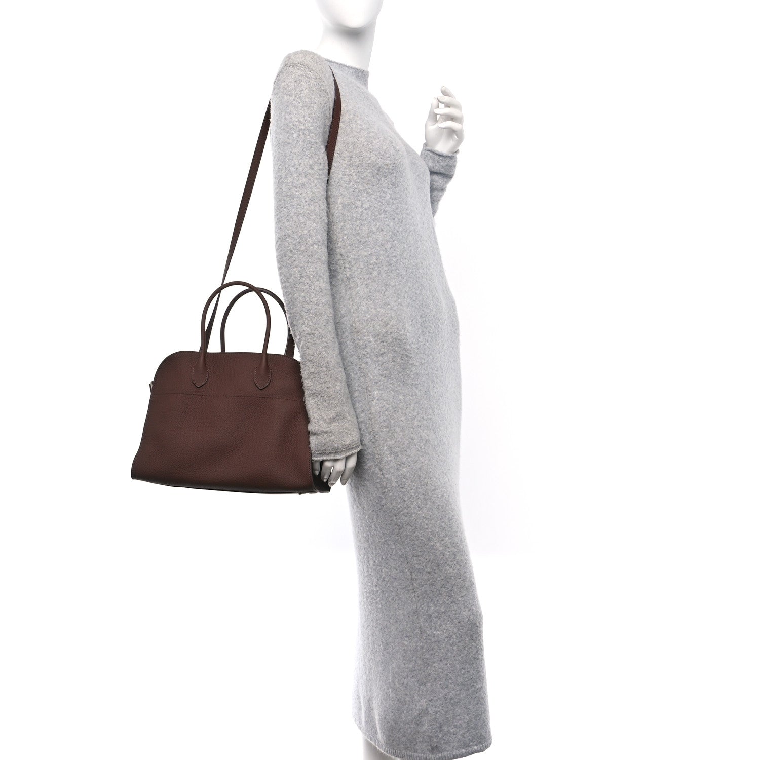 The Row Matte Grained Calfskin Soft Margaux 12 Dark Mocha 2 of 9